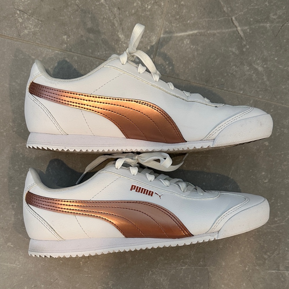 Puma Women’s White and Rose Gold SoftFoam Sneakers
